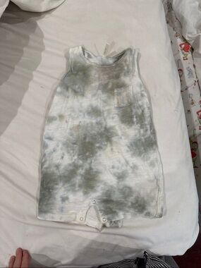Rylee + Cru Green and White Tie-Dye Kids One-Piece
